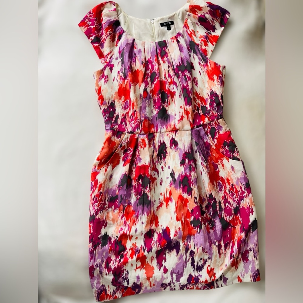 Apt 9 Size 10 Scoop Neck Midi Dress | Pink Red Purple | Summer Dress